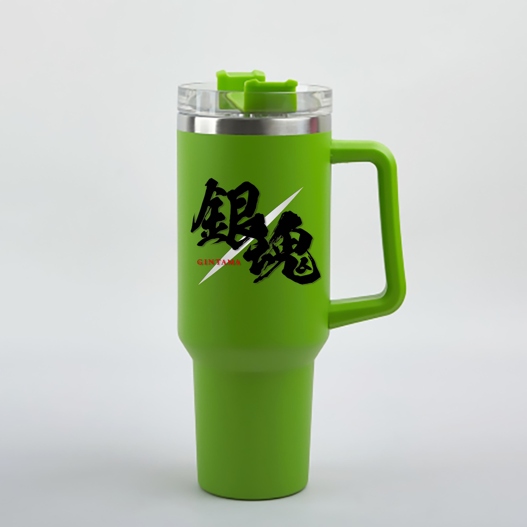 （画像用） ぎんたま 坂田銀時（さかたぎんとき） 神楽 志村新八（しむら しんぱち） GINTAMA Sakata Gintoki Kagura Shimura Shinpachi 1200mL車用タンブラー - クリスタルステッカー（プラスチックストロー付き）